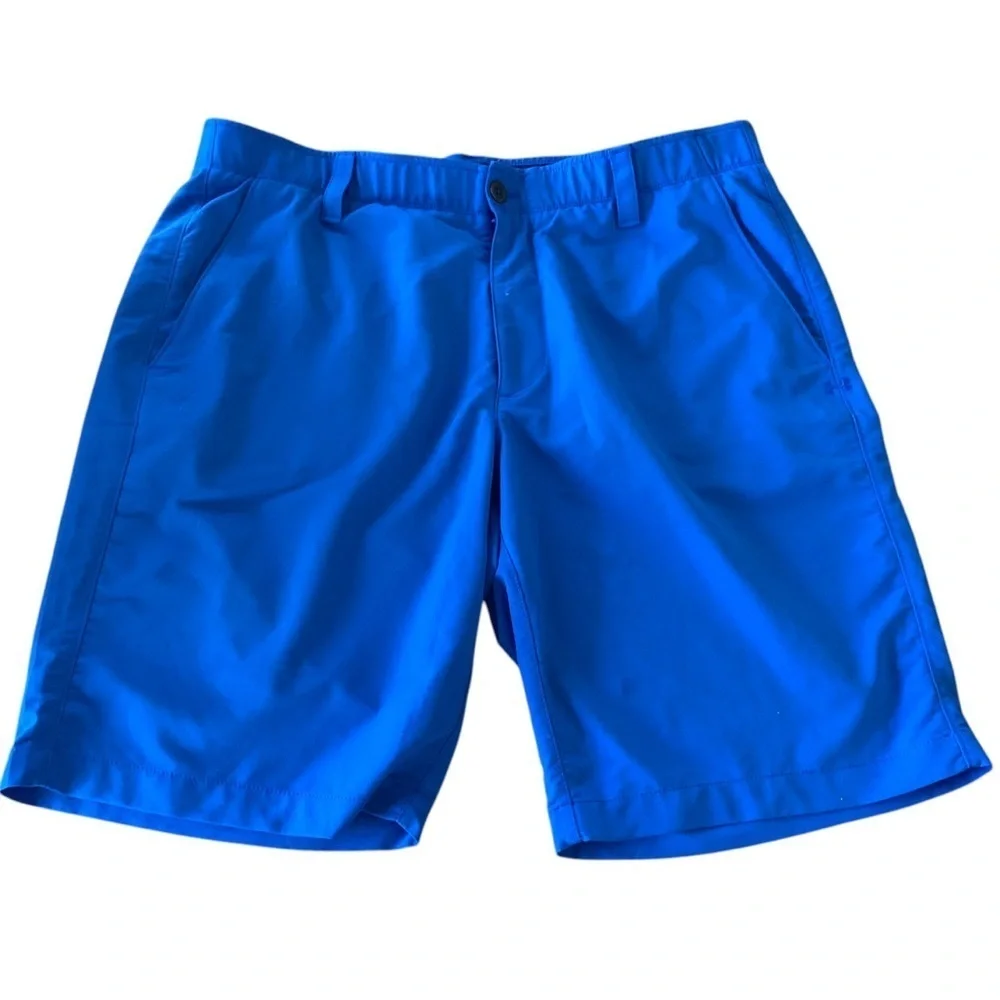 Under Armour Loose Fit Royal Blue Grip Waist Performance Shorts Golf Sz 38